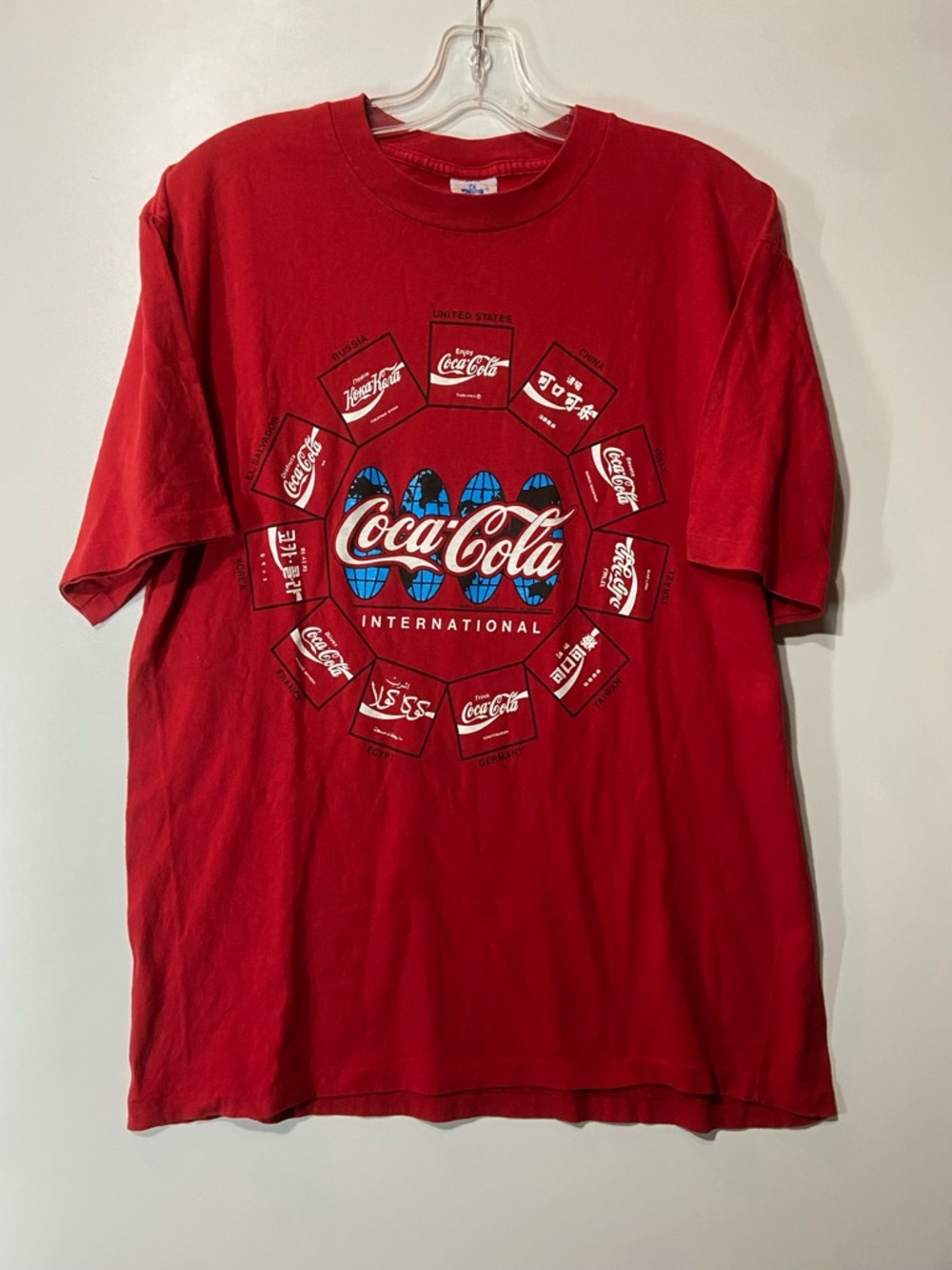 Vintage 90s Coca Cola Red International Logo Short Sleeve Tee